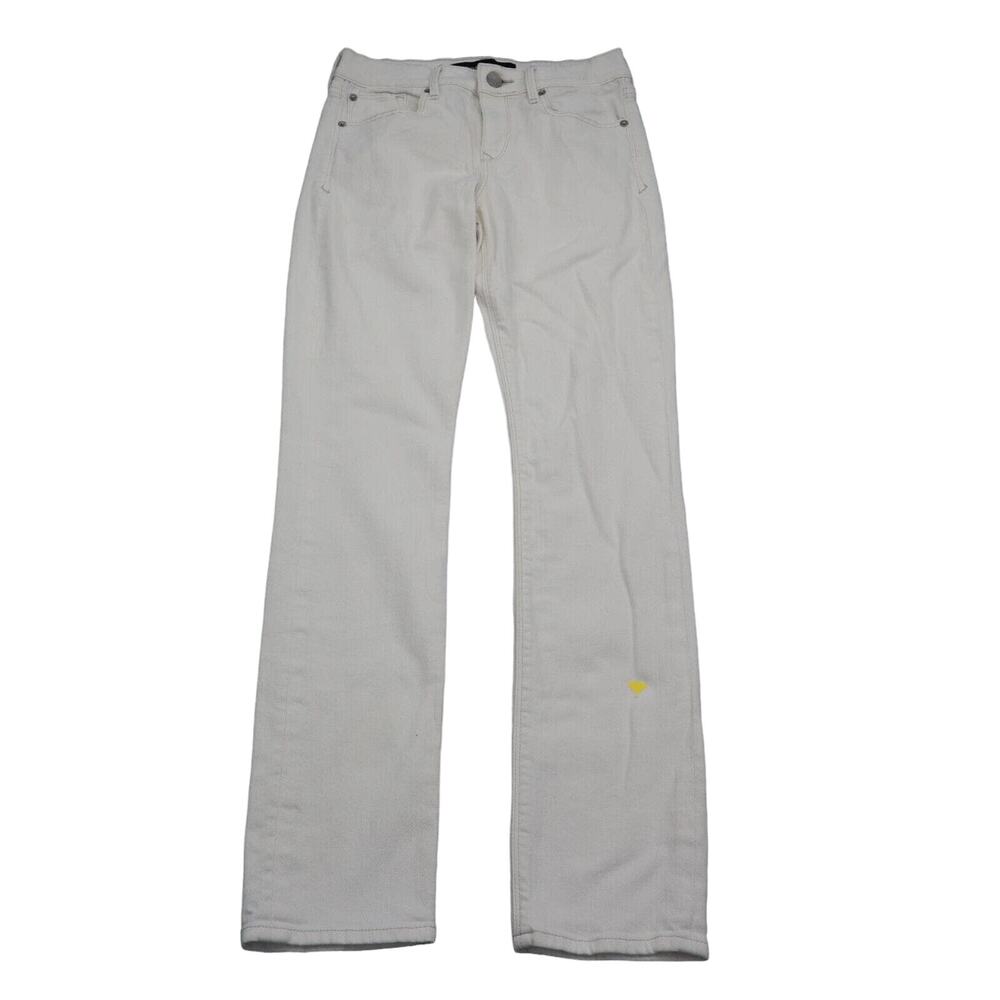 Express Pants Womens 2 White Skinny Mid Rise Button Pocket Stretch Denim Jeans